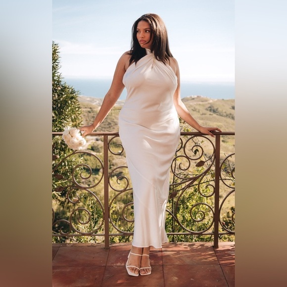 SHOW ME YOUR MUMU Jasmine Halter Maxi Dress In Ivory Luxe Satin - Picture 7 of 10